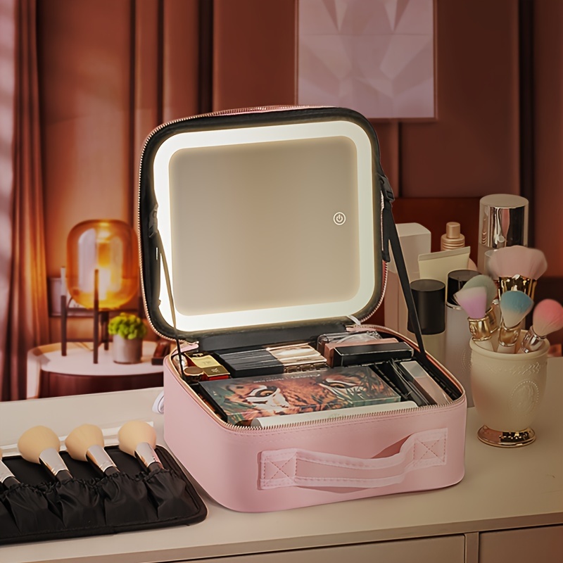 Makeup Travel Train Case Mirror Led Light 3 Adjustable - Temu