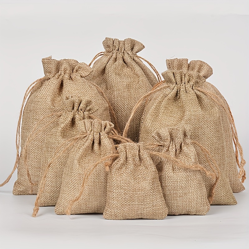 5pcs Silk Ribbon Jute Bag Sack Drawstring Bag Small Jewelry Bags Pouch for  Jewelry Packaging Display