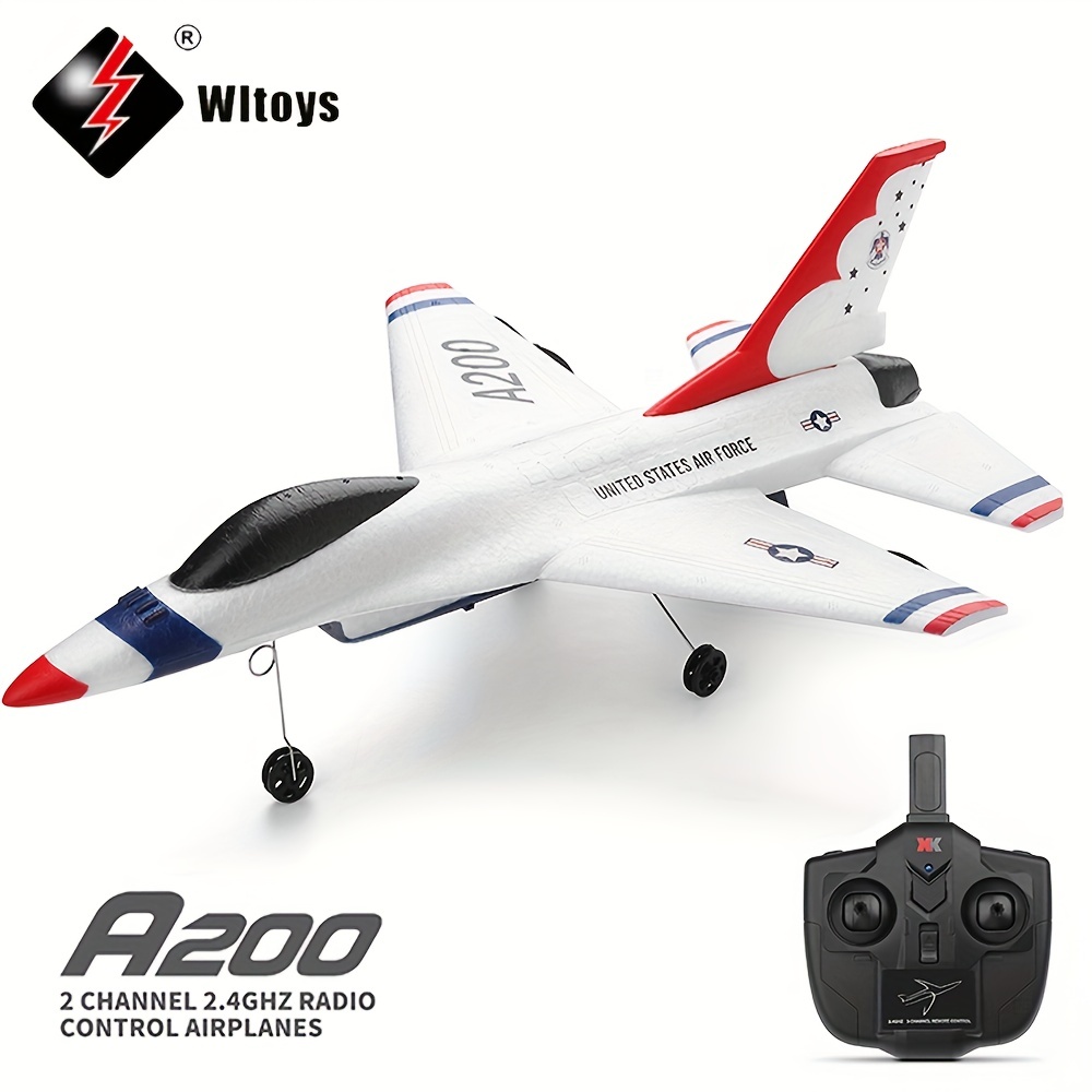 XK A200 RC Airplane F-16B Drone 2.4G Aircraft 2CH Fixed-wing EPP Electric  Model, Remote Control FIghter Toys For Children