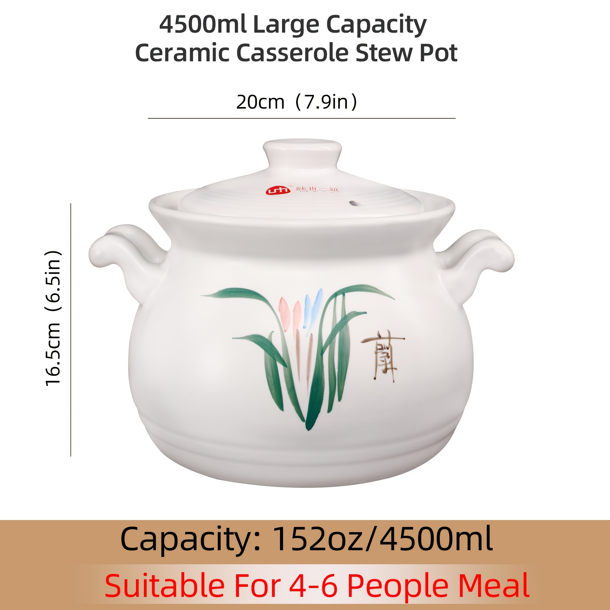 Ceramic Casserole Dish With Lid, Ceramic Stew Soup Pot, White Ceramic  Casserole With Orchid Pattern, High Temperature Resistant And Heat  Resistant, Perfect For Kitchen, Party And Home - Temu