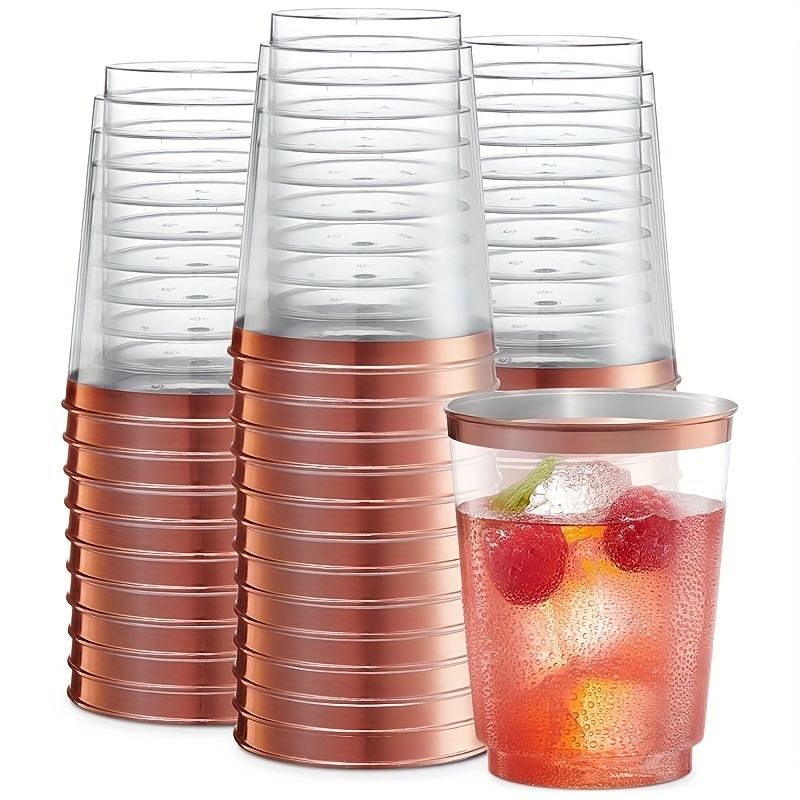 Clear Disposable Plastic Cups With Golden Rim, Drinking Cup For Fruit  Punch, Cocktails, Wine, Dessert Tumbler, Elegant Tumblers Glasses For  Birthday, Weddings, Holidays, Halloween, Christmas, New Year, Party  Supplies - Temu