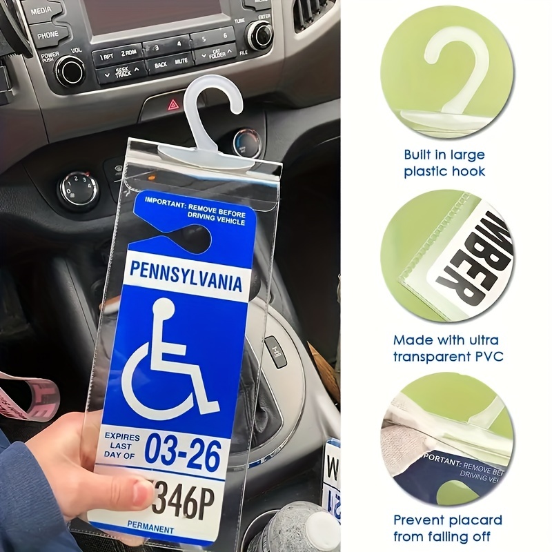 1pc Slogan Zeichen PVC Haken Tasche Parkplatz Kennzeichen Tasche  Behinderung Karte Auto Hängen Tasche