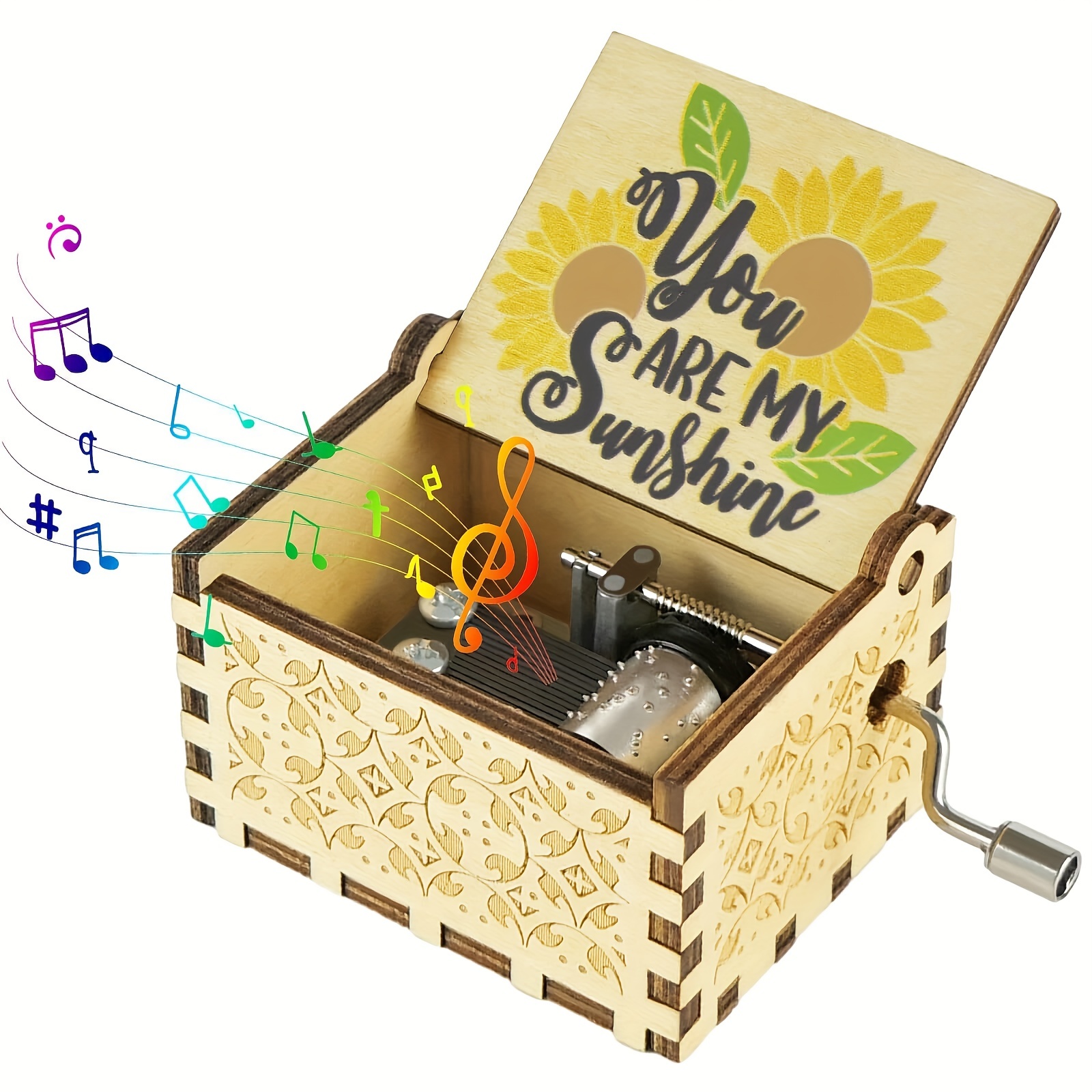  Finssyeasy Caja de música de madera personalizada Play You are  My Sunshine, caja de música personalizada con texto grabado, caja musical  de regalo para hija, mamá, cumpleaños, San Valentín (You are