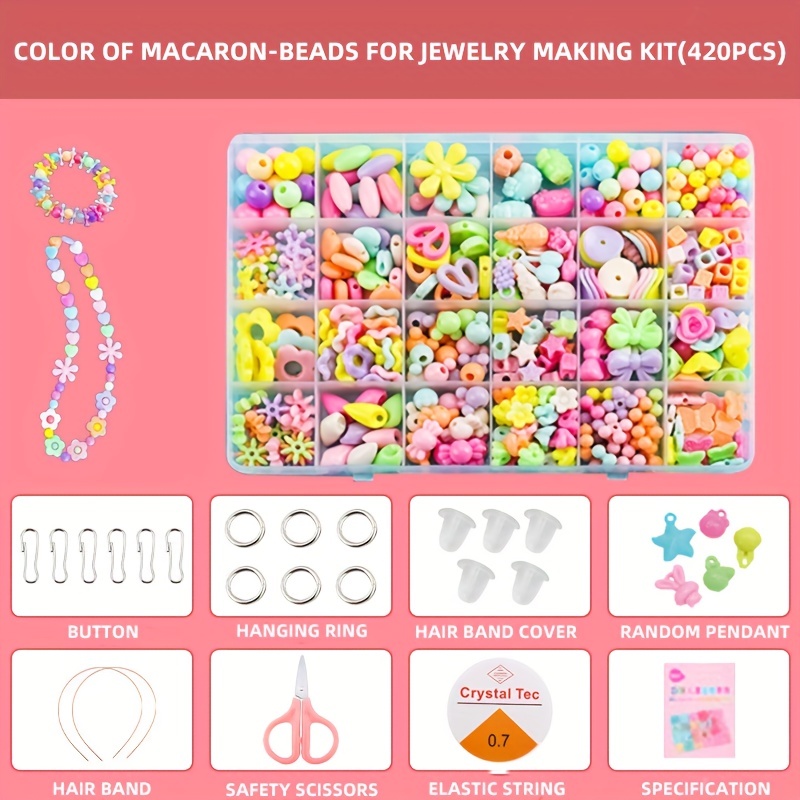 Colorful Beads Jewelry Making Kit For Girls Colorful Snap - Temu United  Arab Emirates