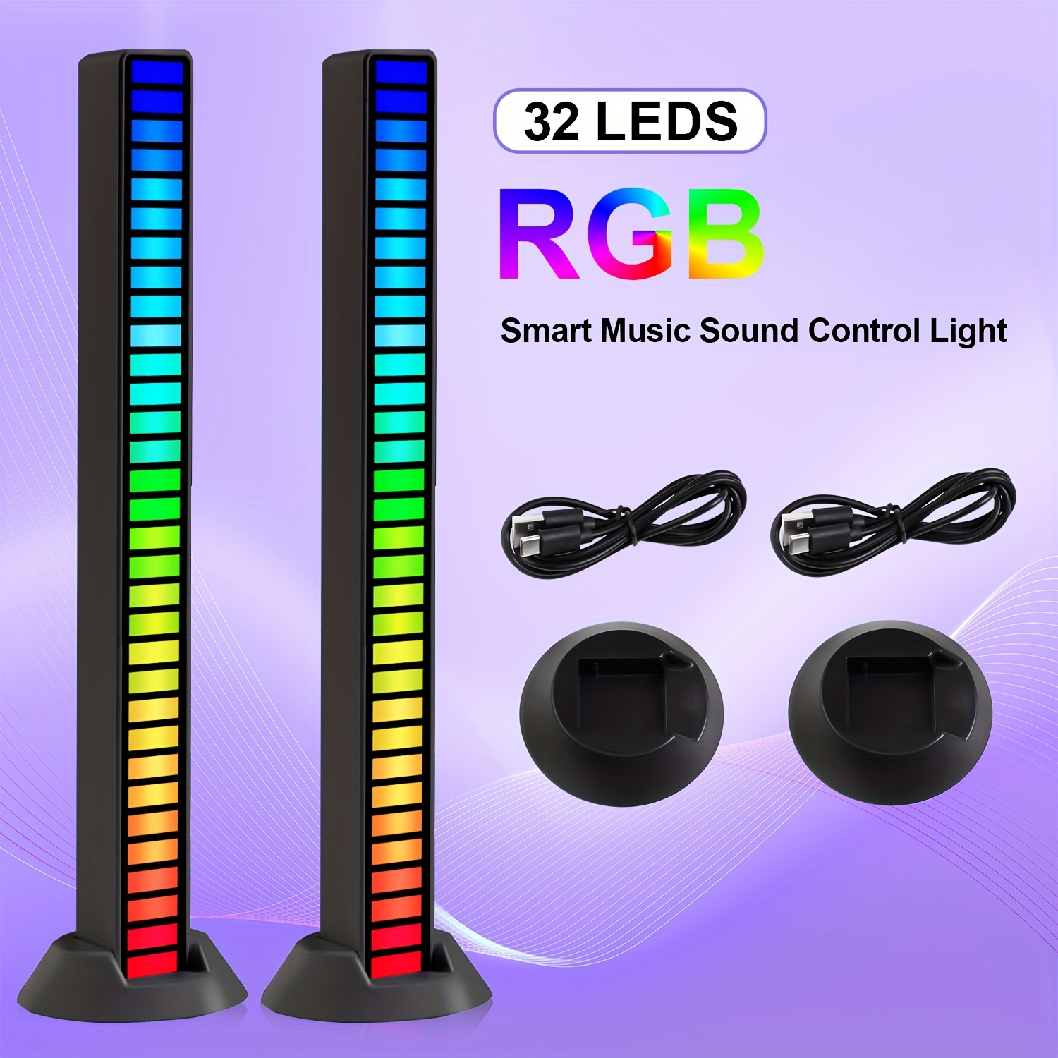 1 Barra Luces Led Rgb Control Sonido Lámpara Ambiente Ritmo - Temu