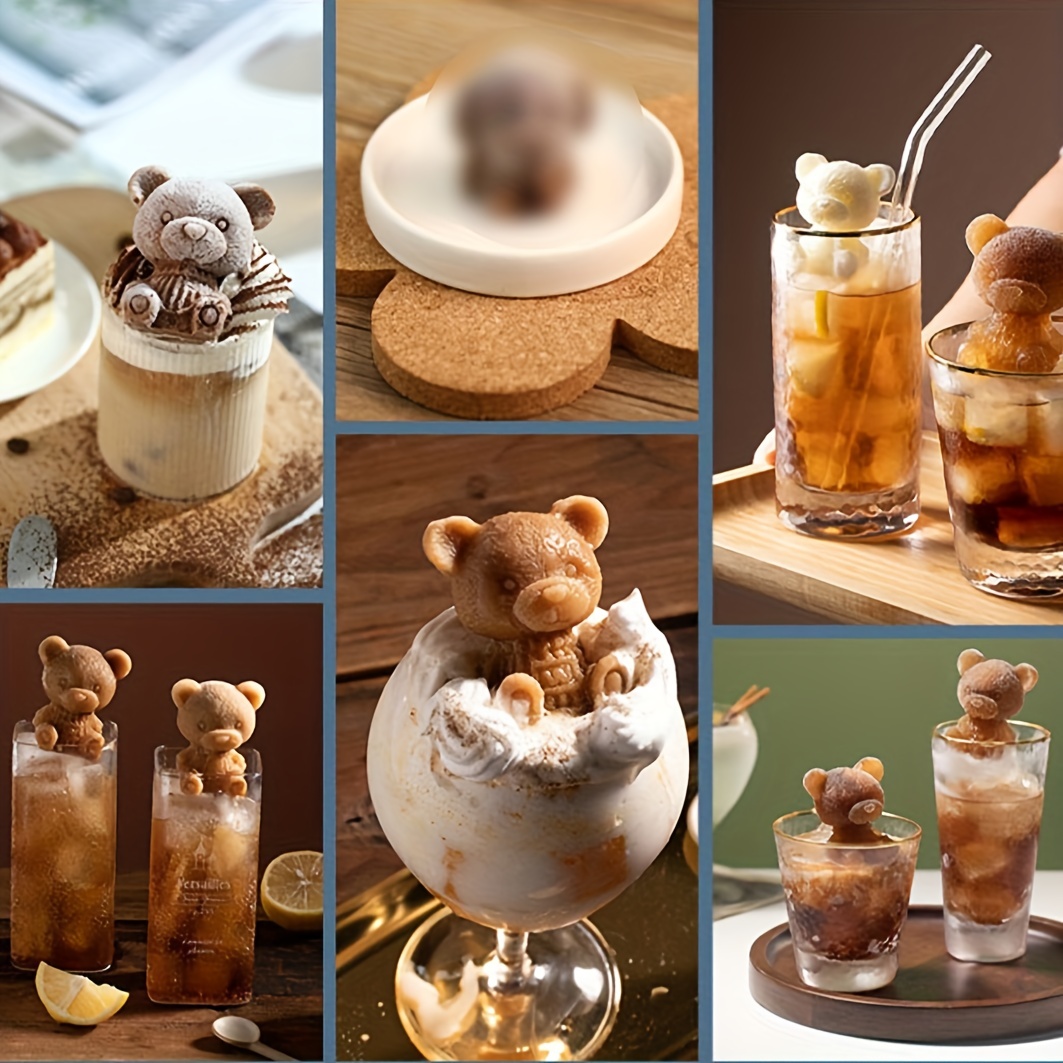 3D Teddy Bear Ice Cube Mold Silicone Cute Bear Mould Soap Candle