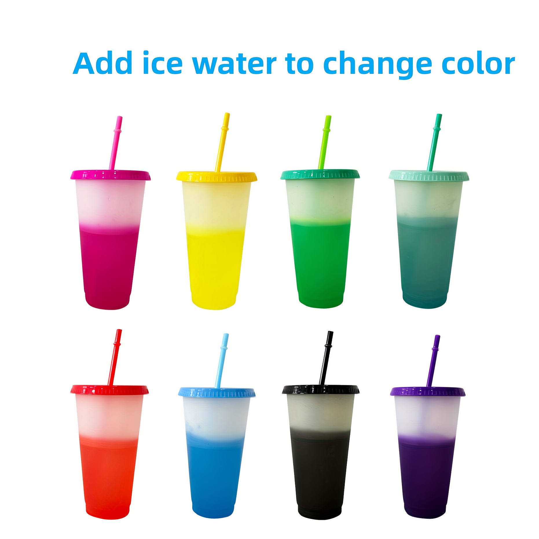 Color Changing Plastic Cups With Lids And Straws, Perfect For