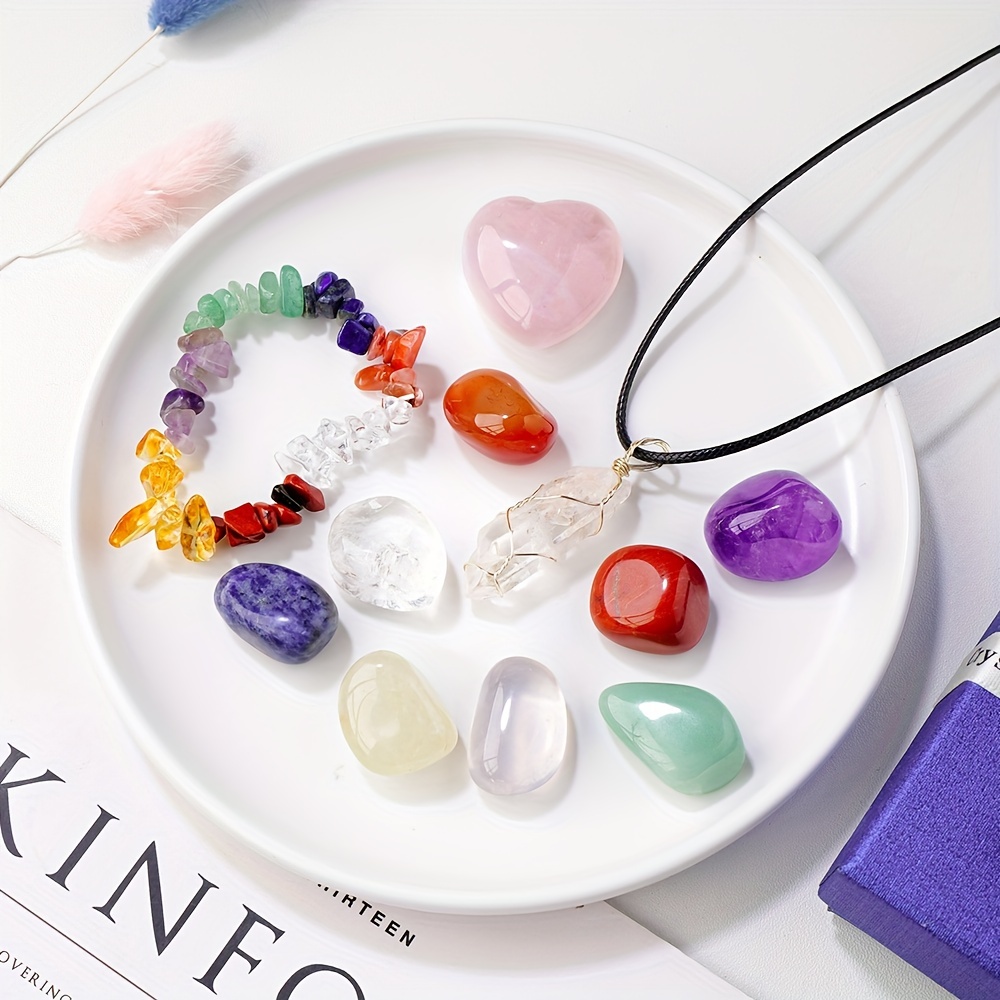 Irregular Heart Natural Crystal Stone Pendants Set