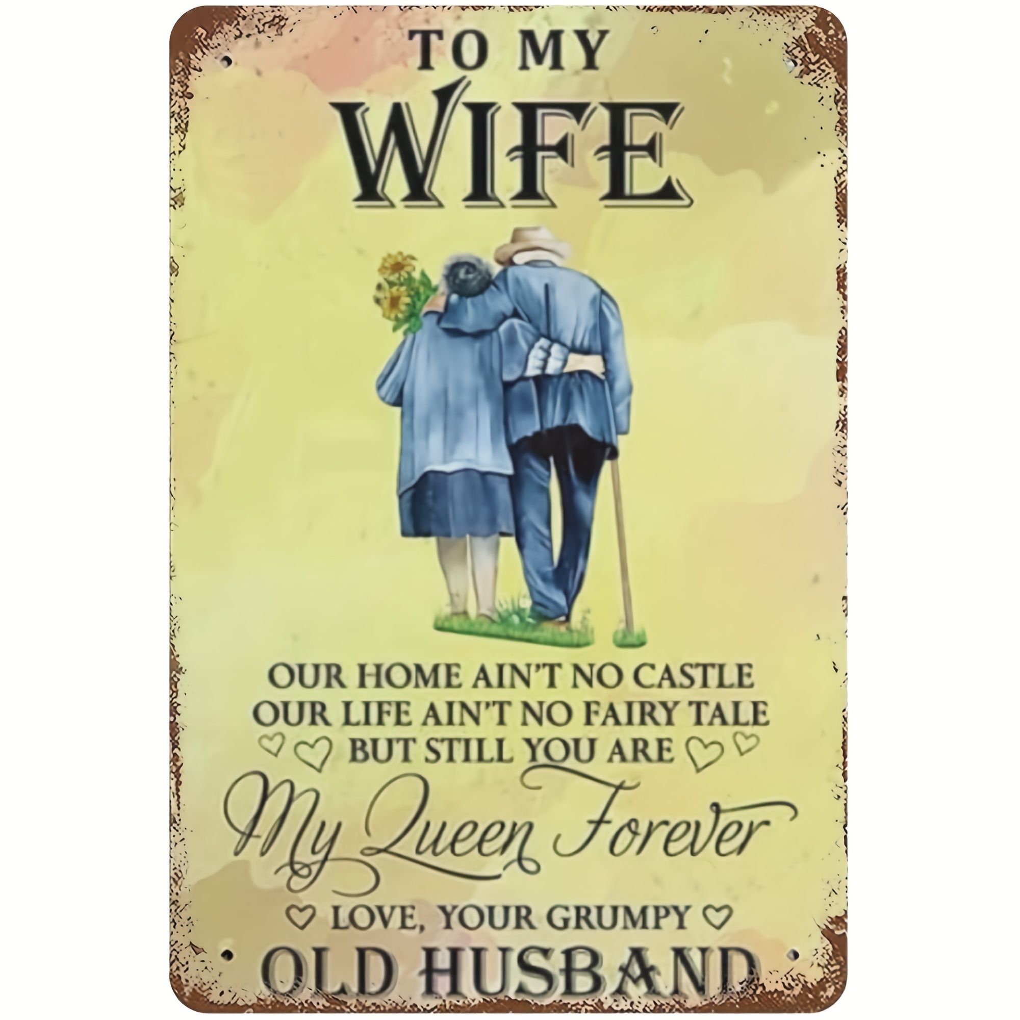 

1pc, Vintage Tin Sign For Couples - Our Home Ain't No Castle - Perfect Lover Gift For Bedroom Decor - 8''x12'' Metal Plaque