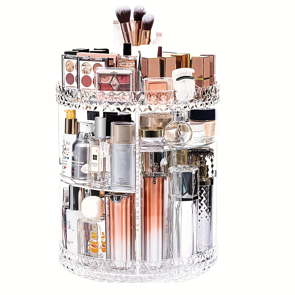 High capacity 360 Rotating Makeup Organizer For Vanity - Temu