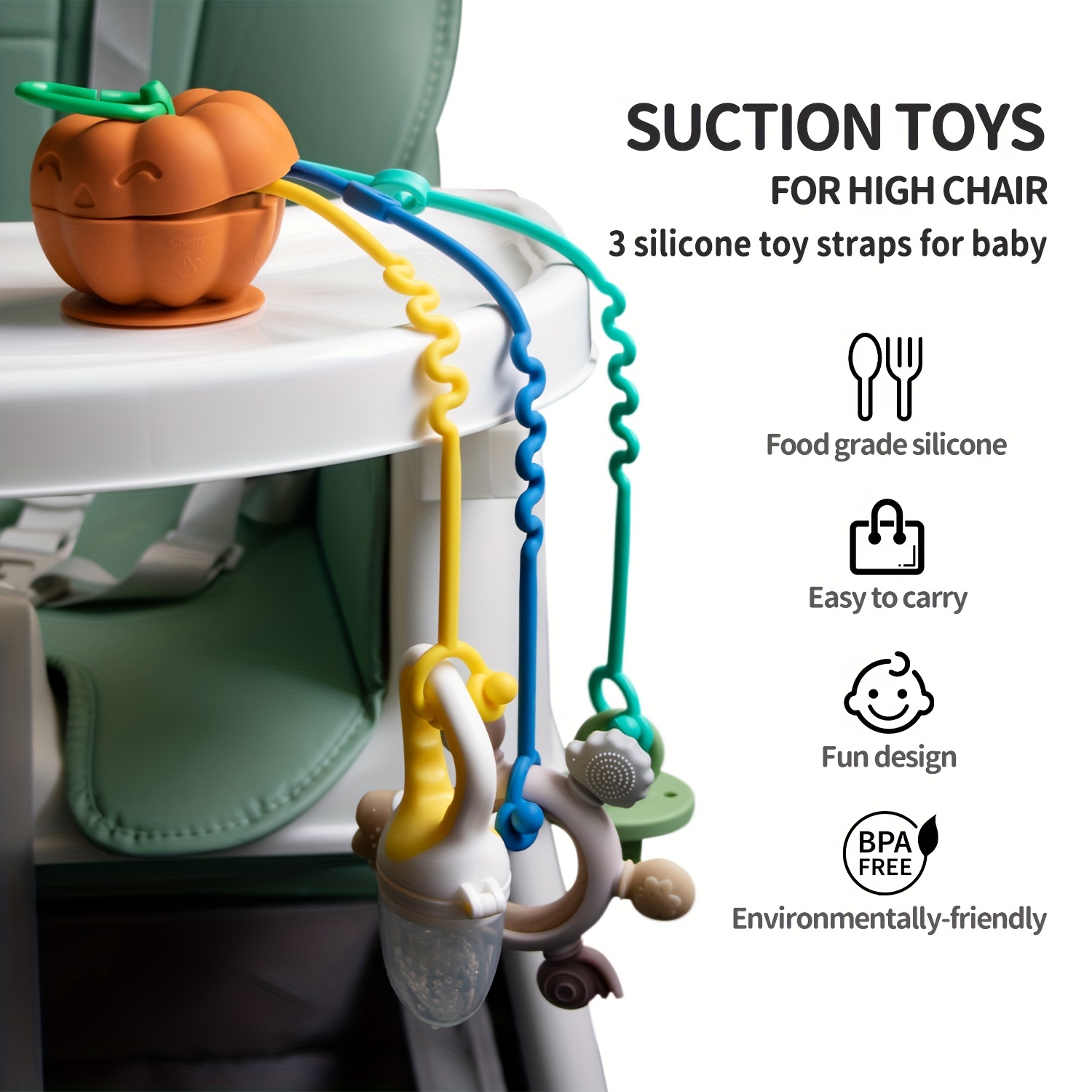 Baby High Chair Tray Suction Cup Toys 3