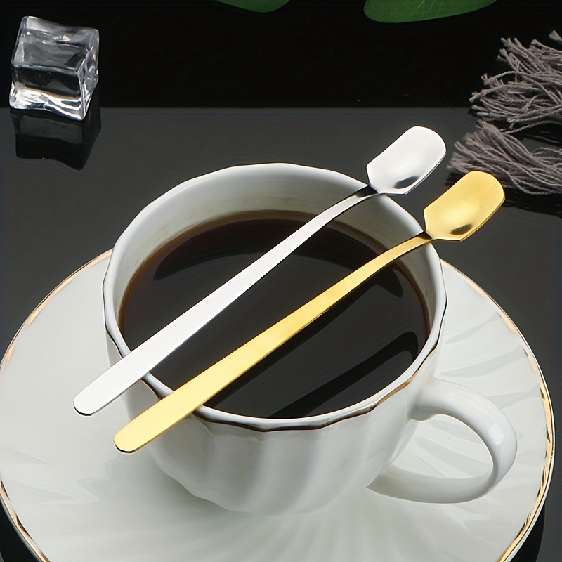 Stainless Steel Square Head Long Handle 2 Piece Spoon Set-cocktail