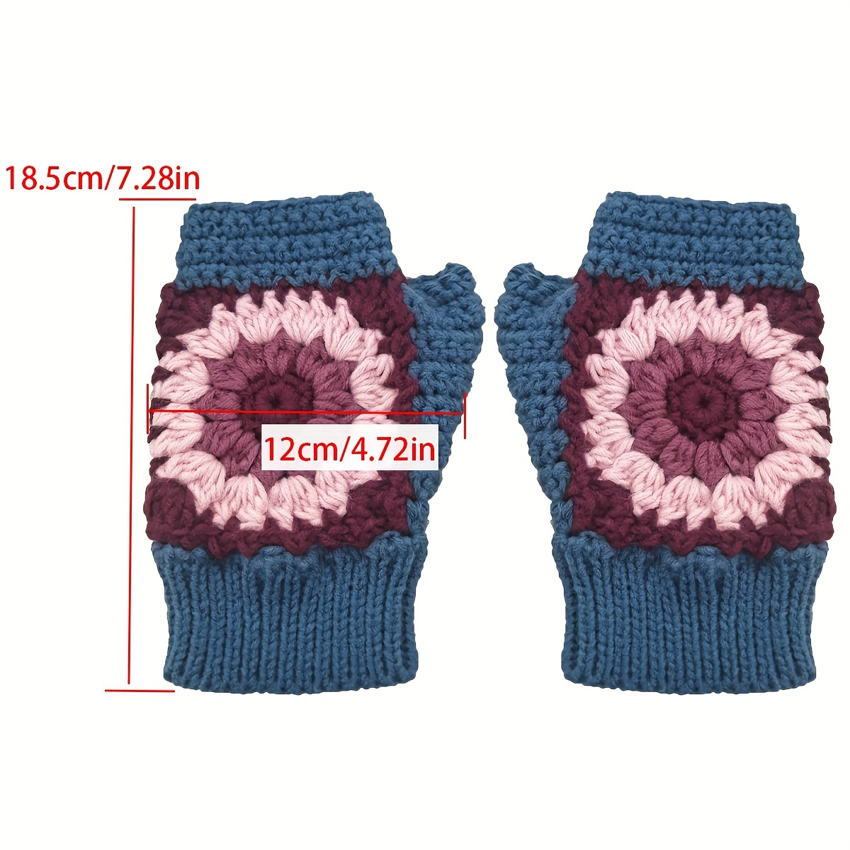 Handmade Flower Embroidered Gloves Women's Fingerless Knit Gloves Autumn  Winter Coldproof Writinggloves - Temu