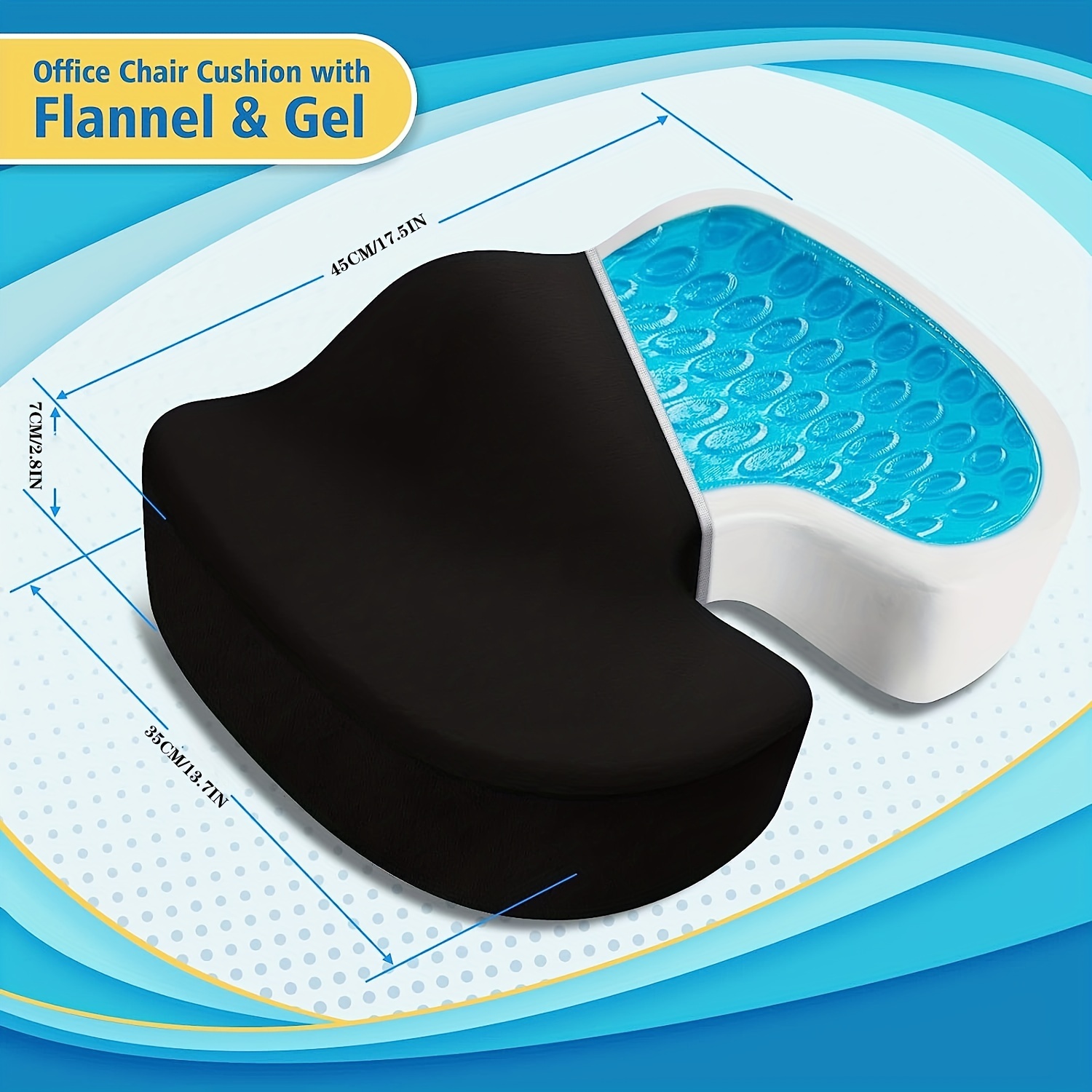Gel Memory Foam Seat Cushion Hip Pain, Back Pain Tailbone Coccyx Sciatica  Relief