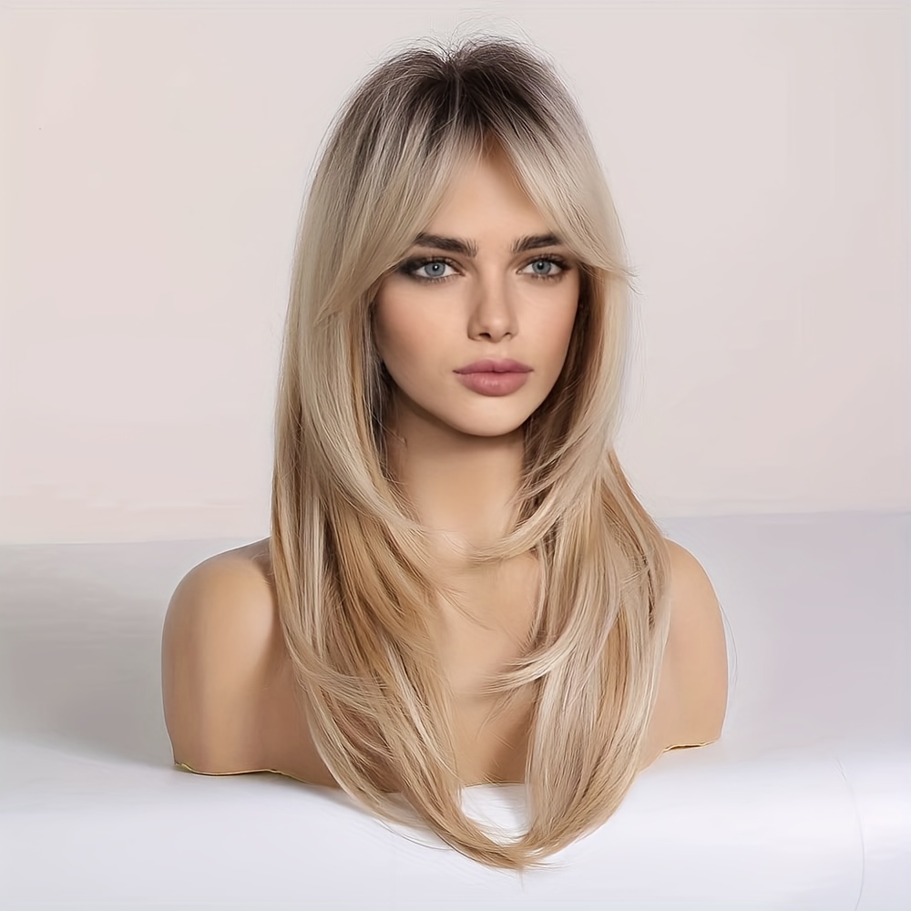 Blonde wig outlet with brown roots