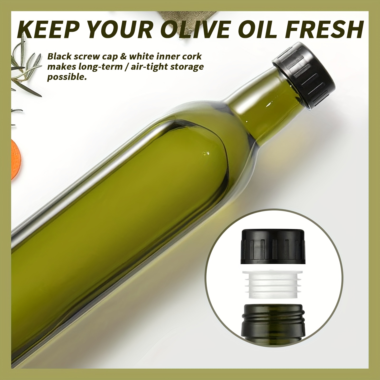 Showvigor Bouteille Huile 2PCS 500 ml Distributeur D'huile D'olive,  Entonnoir en Acier Inoxydable et Étiquettes, Récipient pour Bouteille D' huile D'olive pour Cuisine et Barbecu : : Cuisine et Maison