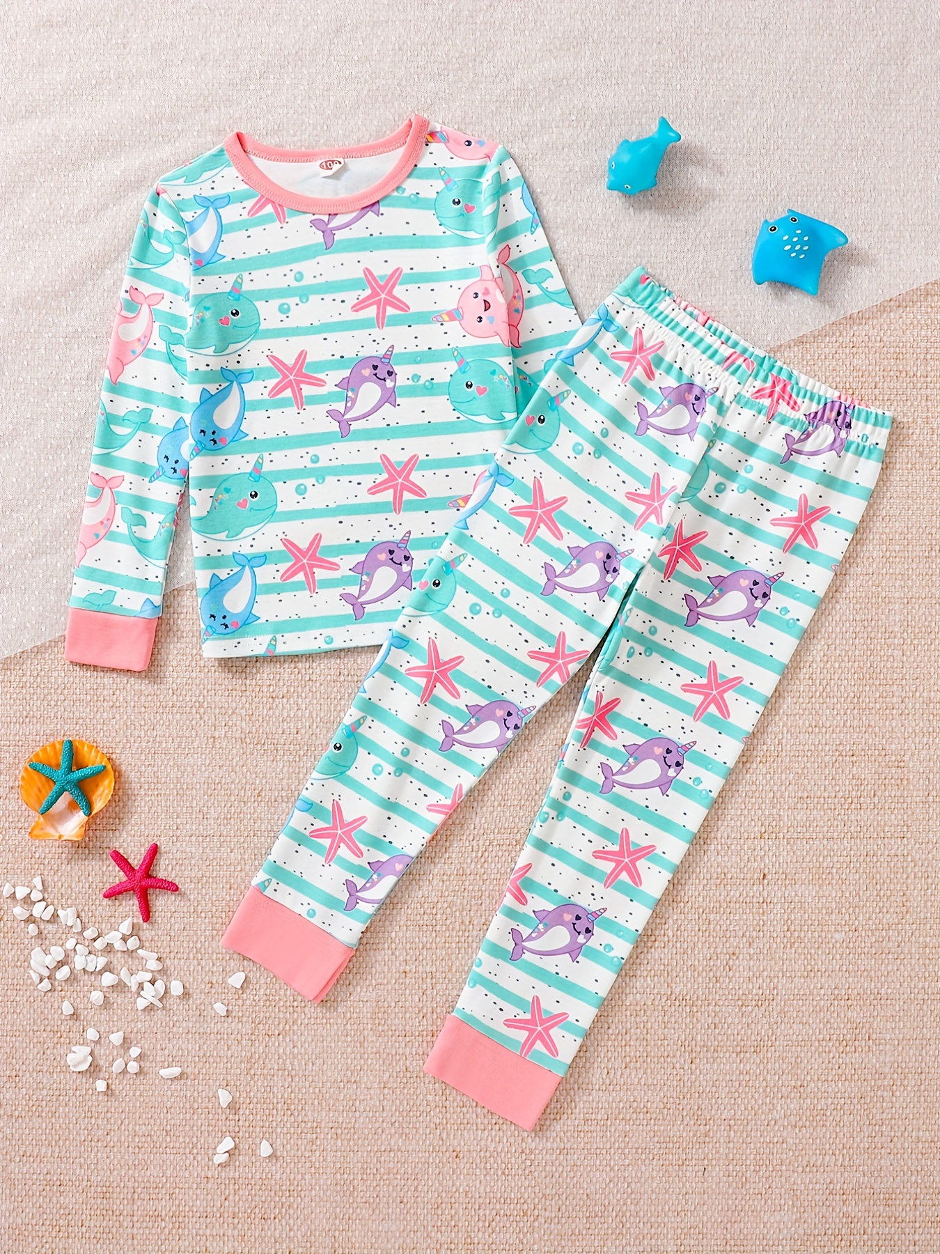 Unicorn Rainbow Pattern Pajamas Kids Long Sleeve Top Pants - Temu