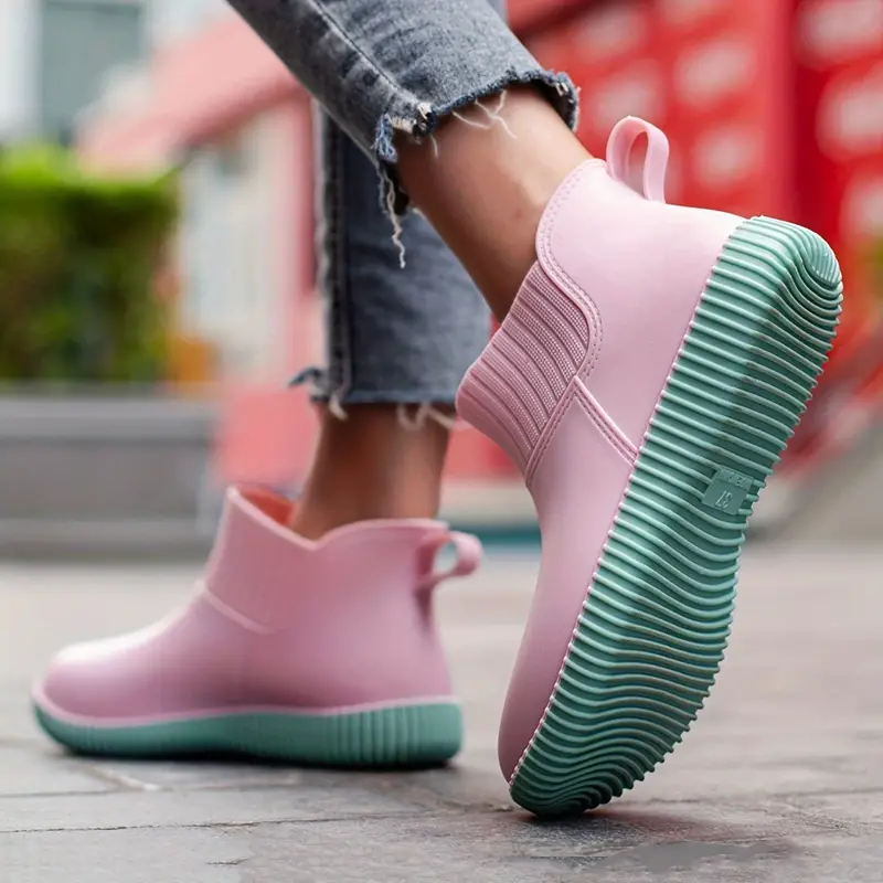 Women's Stylish Waterproof Non slip Rain Boots Solid Color - Temu