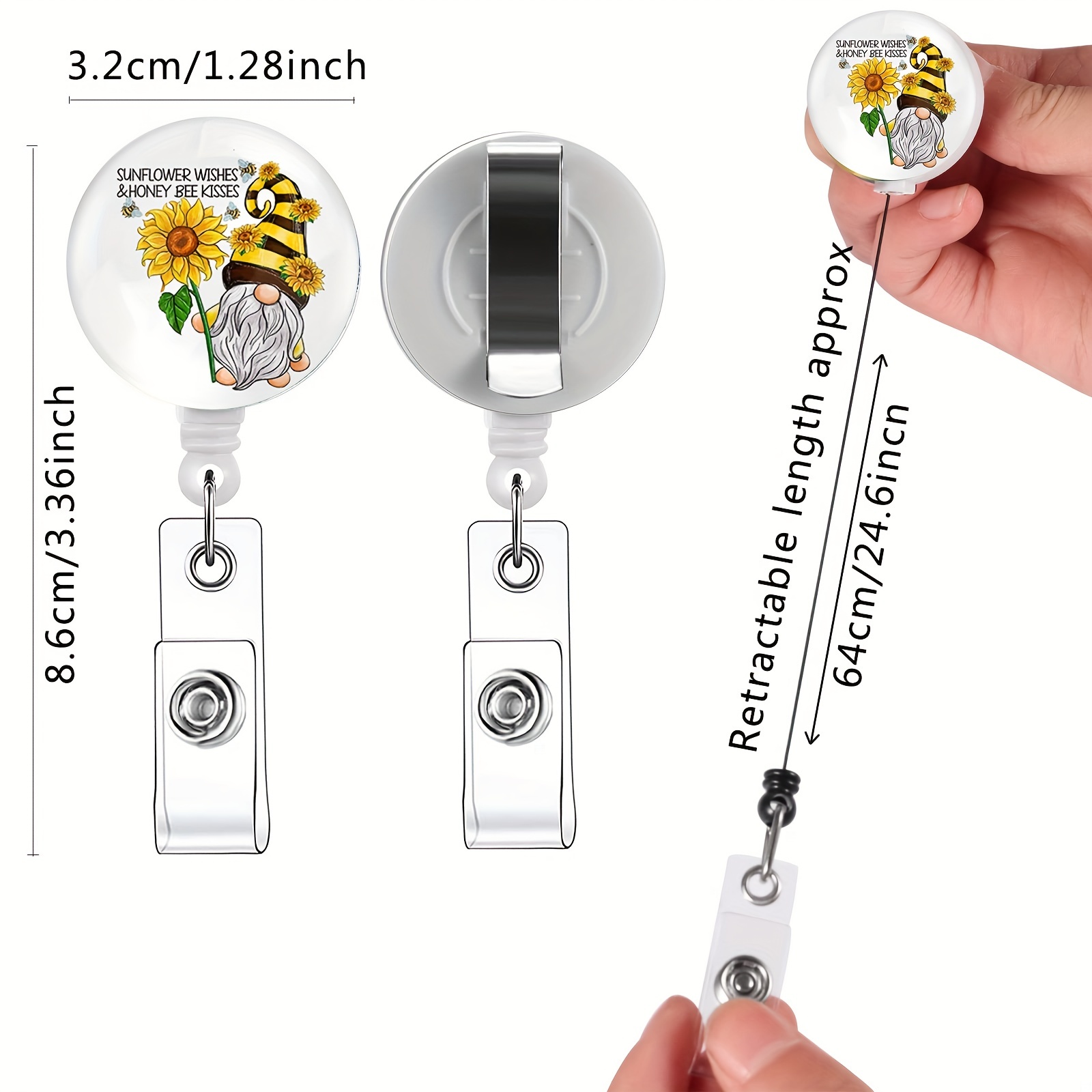 Cute Sunflower Badge Reel: Decorative Retractable Carabiner - Temu Kuwait