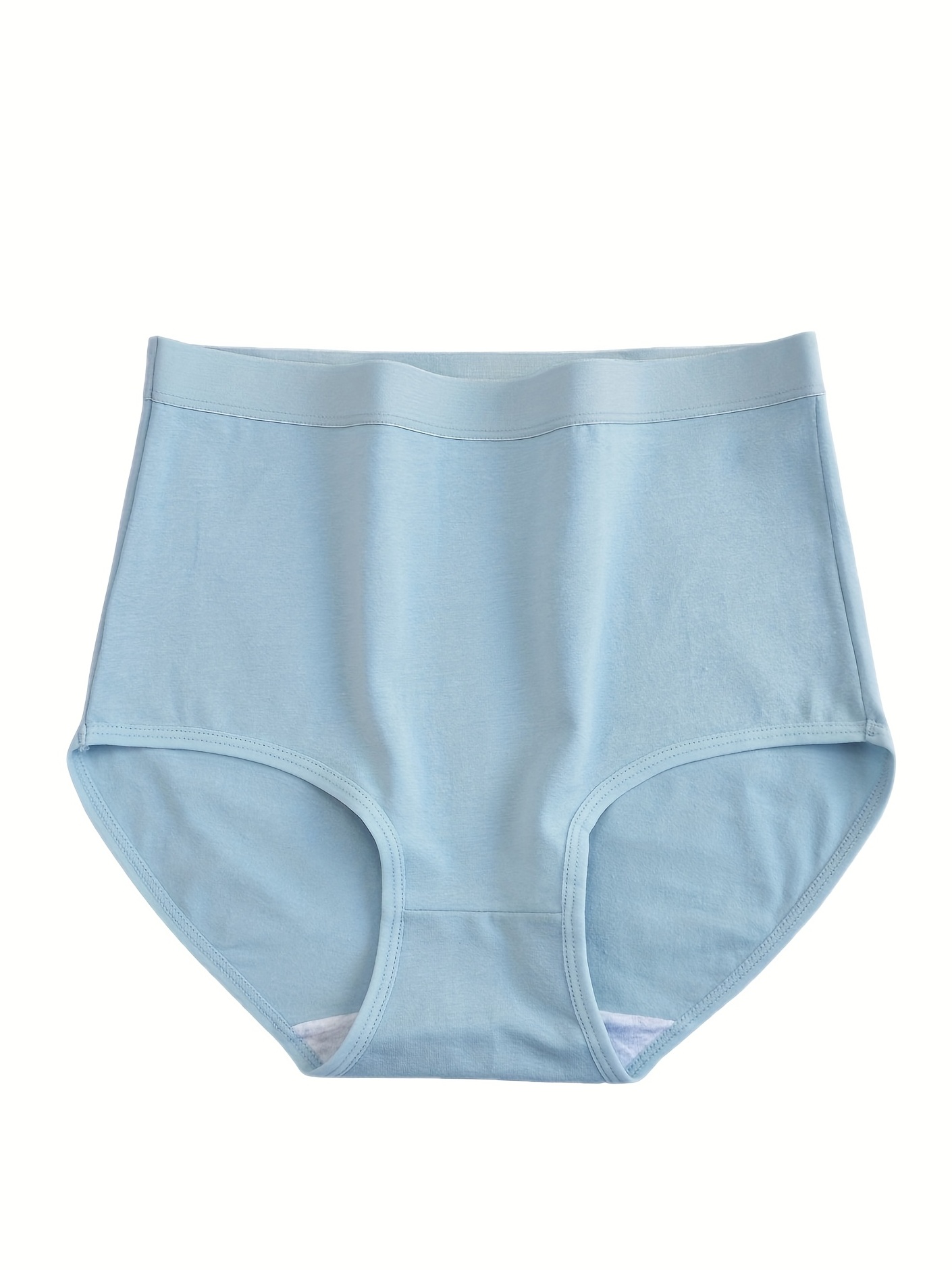 Simple Solid Briefs Breathable High Waist Stretchy Panties - Temu Canada