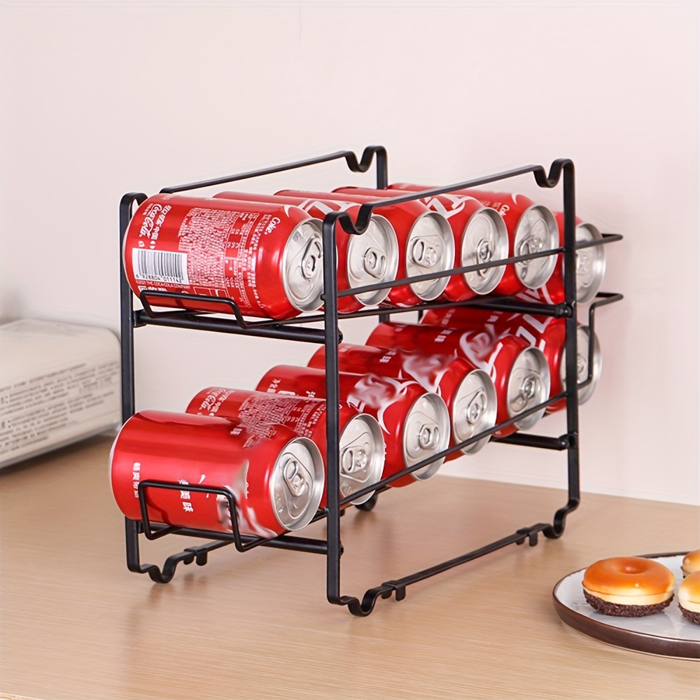 ZWMBYN Organizador de latas de soda rodante, soporte para latas de bebidas,  dispensador automático de latas de bebidas de 2 capas, estante dispensador