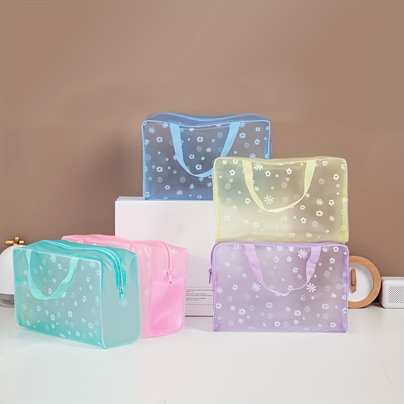 

Simple Print Cosmetic Zipper Bag, Lightweight Makeup Organizer, Portable Travel Handbag
