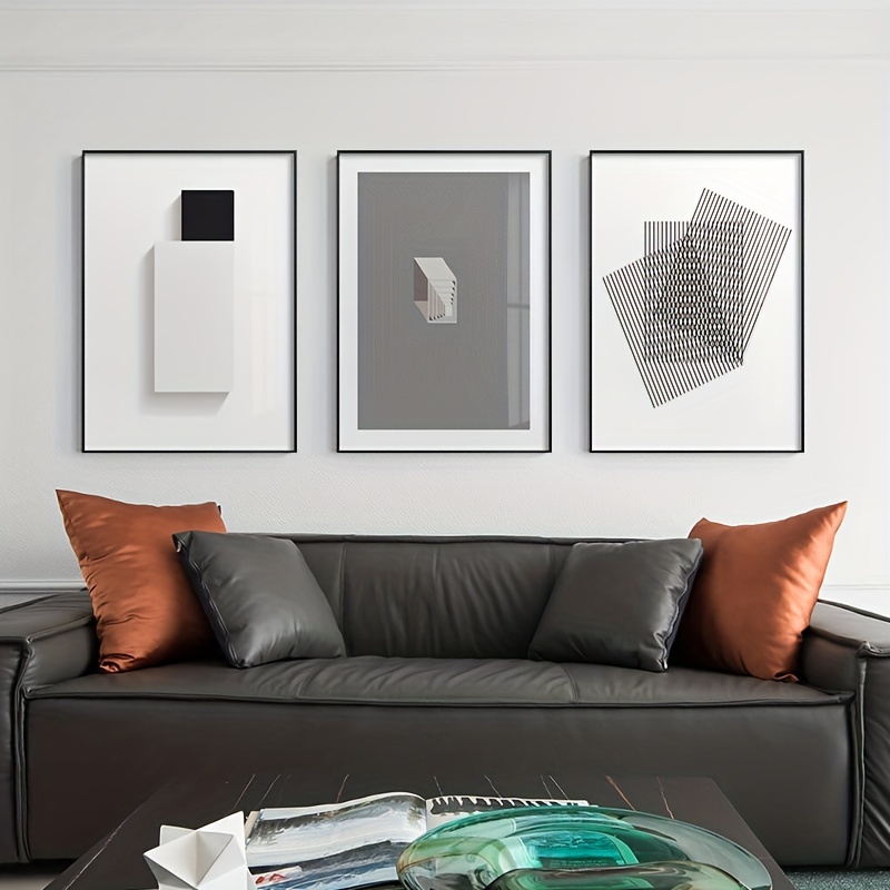 Framed Minimalist Style Canvas Paintings Black And White Art - Temu