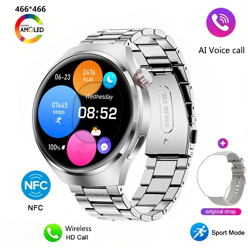 Men's Stainless Steel Smart Watch Ai Voice Assistant - Temu