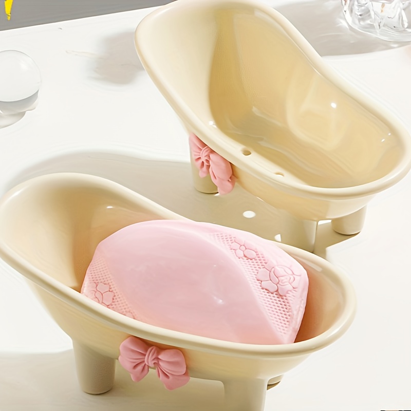 1pc Cute Bathtub Shaped Soap Dish, Ceramic Soap Holder, Cute Creative Soap  Tray, Soap Organizer For Home Bathroom, Bathroom Decor