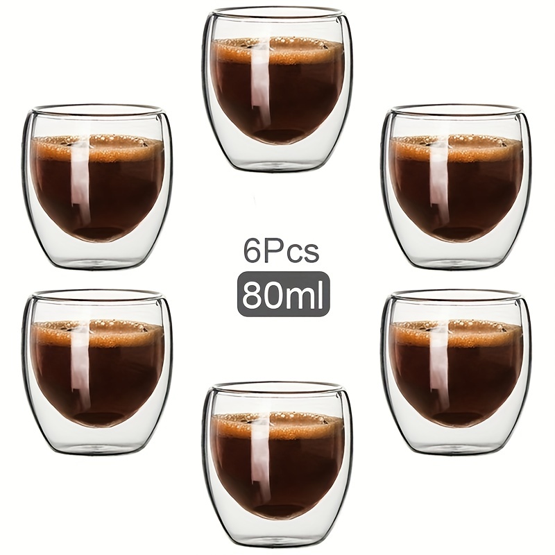 Forma 3 oz Round Glass Espresso Cup - Double Wall, with Handle