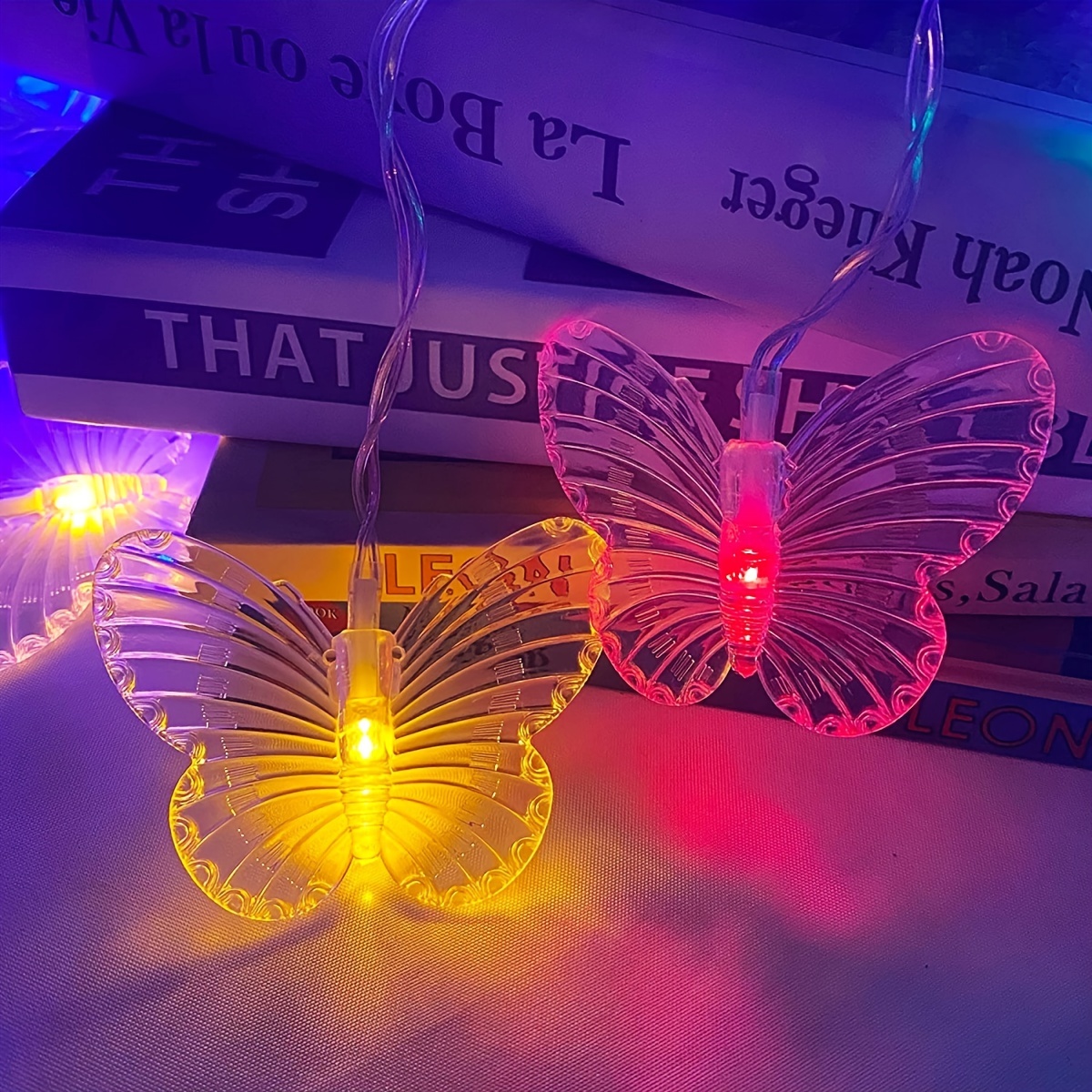 1pc butterfly curtain fairy light 8 modes 2m 6 56ft 48 led solar firefly twinkle string lights 10 butterflies waterproof copper wire light for room bedroom christmas wedding party dorm patio details 4