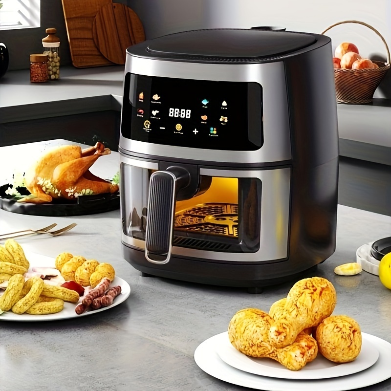 7.3 Quart Air Fryer Oven, Large Capacity, Multifunctional Electric Air Fryer  With Temperature Control, Reliable Mechanical Knob, Glass Lid Visible Air  Fryer, Non-stick Pan And Dishwasher Safe Removable Round Basket - Temu