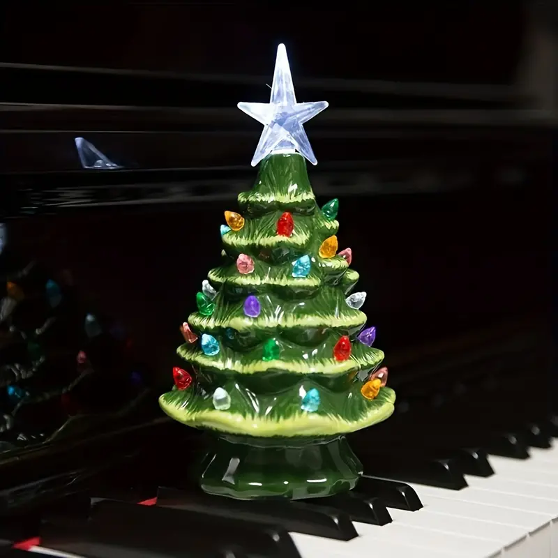 1pc 7 4inch lighted ceramic christmas tree christmas tabletop decorations christmas light up tree for christmas decoration best christmas decorations details 0