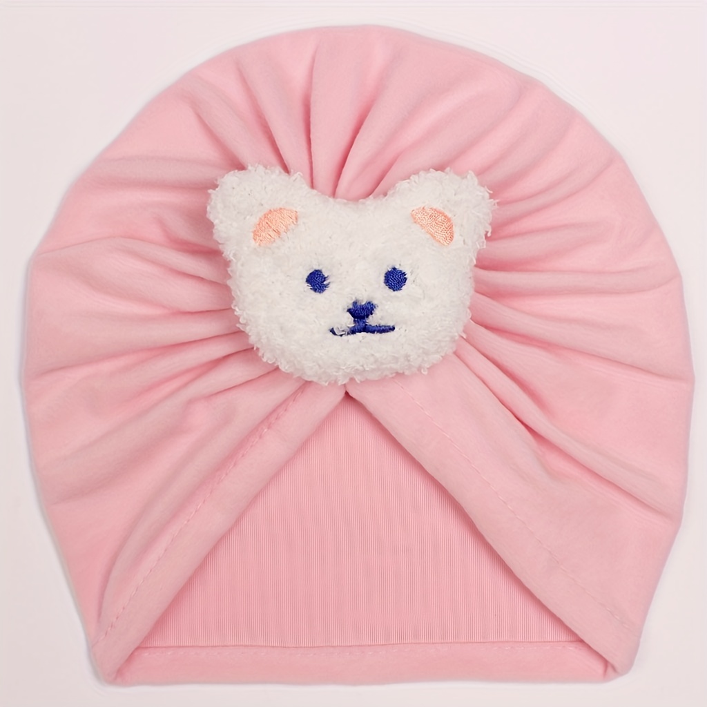 Image of 1pc Cute Baby Plush Warm Hat Little Bear Head Saltwater Door Hat Suitable For Daily Matching