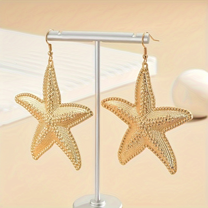 

1pair Fashion Exaggerated Starfish Dangle Earrings For Men, For Holiday Daily Wear