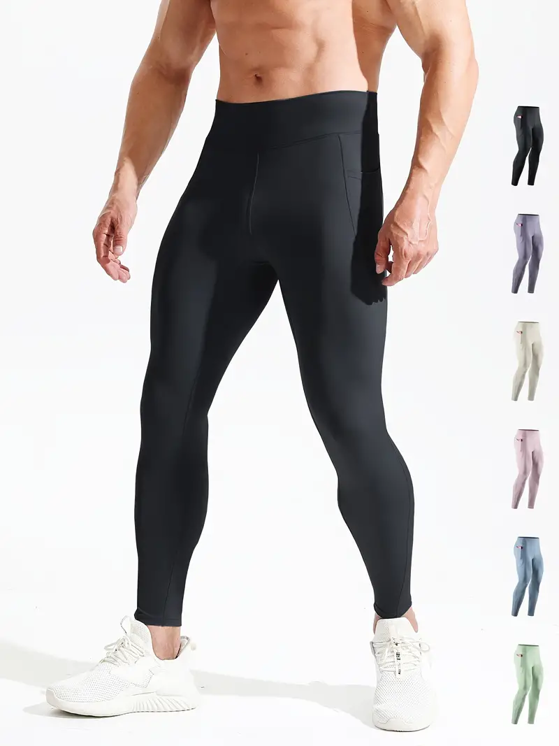 Pantalones de compresión para correr para Hombre, mallas deportivas  ajustadas, tejido de empalme, pantalones de entrenamiento para Fitness