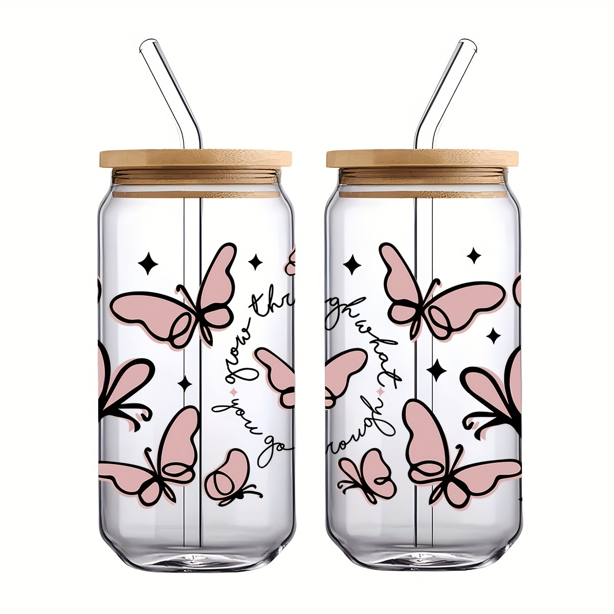 Uv Dtf Cup Wrap Transfer Stickers For Glass Butterfly Rub On - Temu