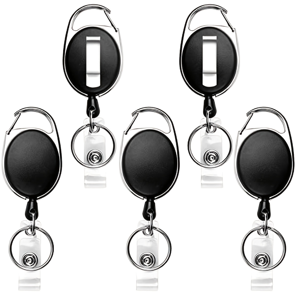 1pc Gray Retractable Pull Key Ring, Metal Badge Reel for Name Tag, Card Badge Holder Reel Key Ring,Temu