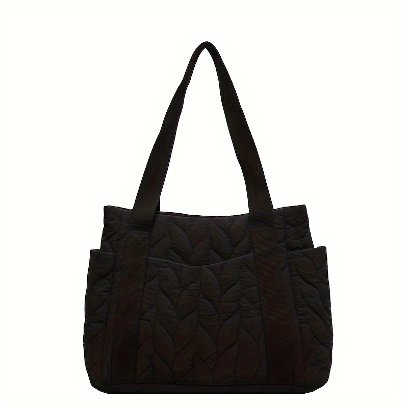 Fashion Embroidery Tote Bag Lightweight Nylon Quilted Temu