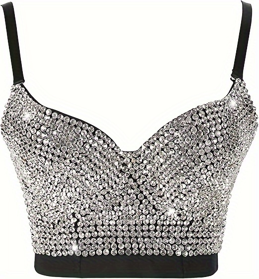 Faux Diamond Decor Corset Bra, Comfy & Novelty Push Up Bra With Removable  Straps, Women's Lingerie & Underwear, Don't Miss These Great Deals