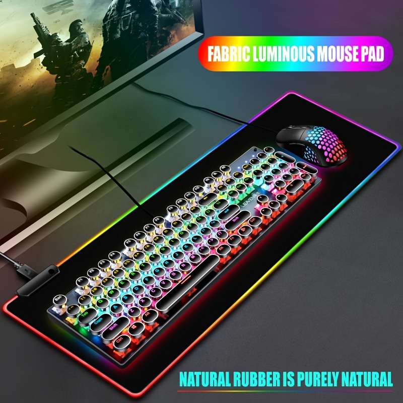 Grand Tapis de Souris Clavier Gamer Gaming RGB Lumineux LED PC Bureau XXL  USB FR