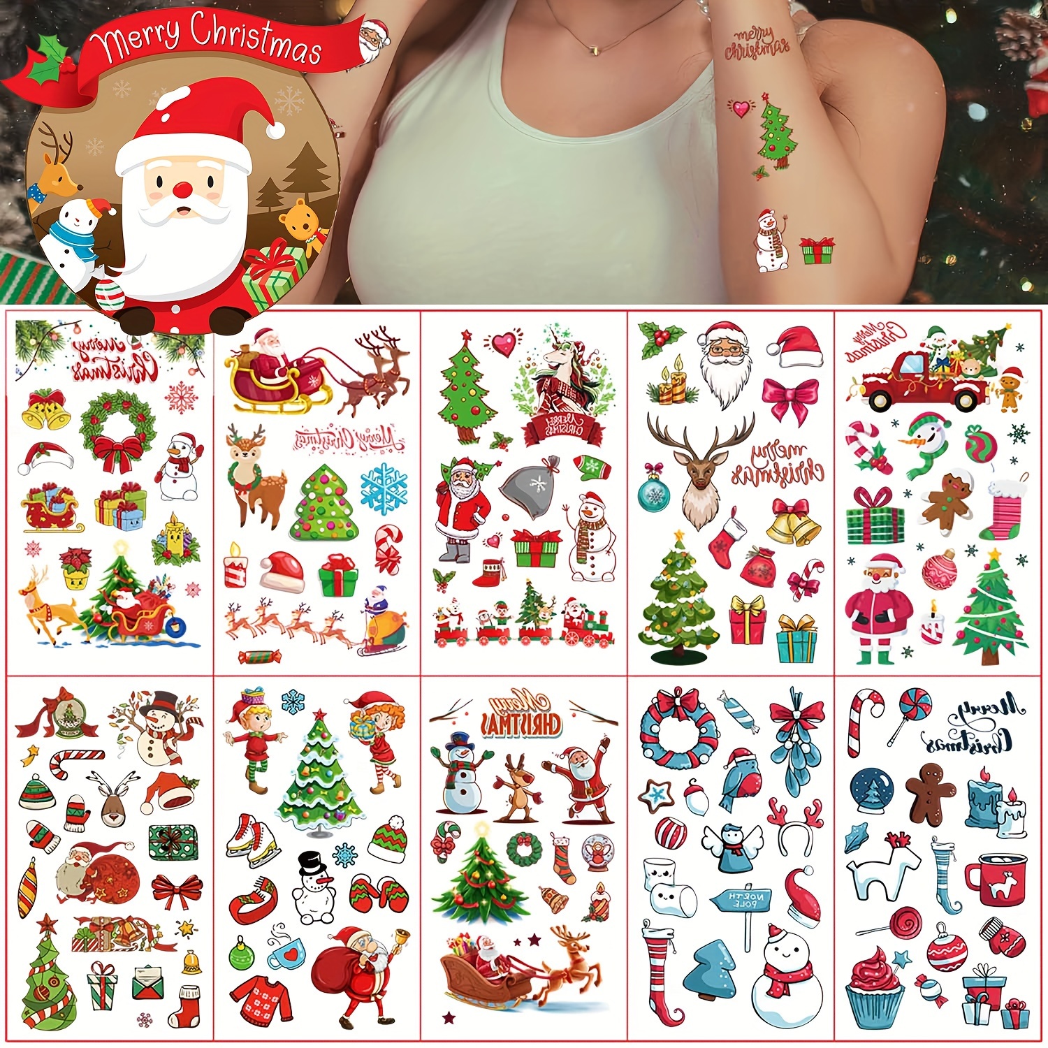 Christmas Series Tattoo Stickers Temporary Stickers For Kids - Temu