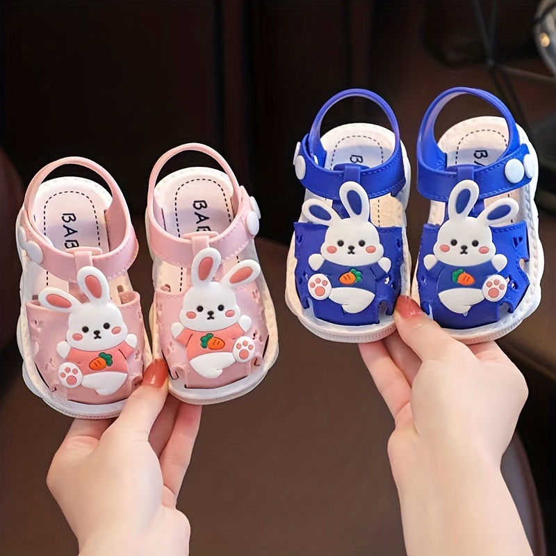 Baby Boys Girls Adorable Cartoon Rabbit Hook And Loop Sandals, Lightweight  Non-Slip Comfy Walking Shoes For Newborn Infant Toddlers, Summer