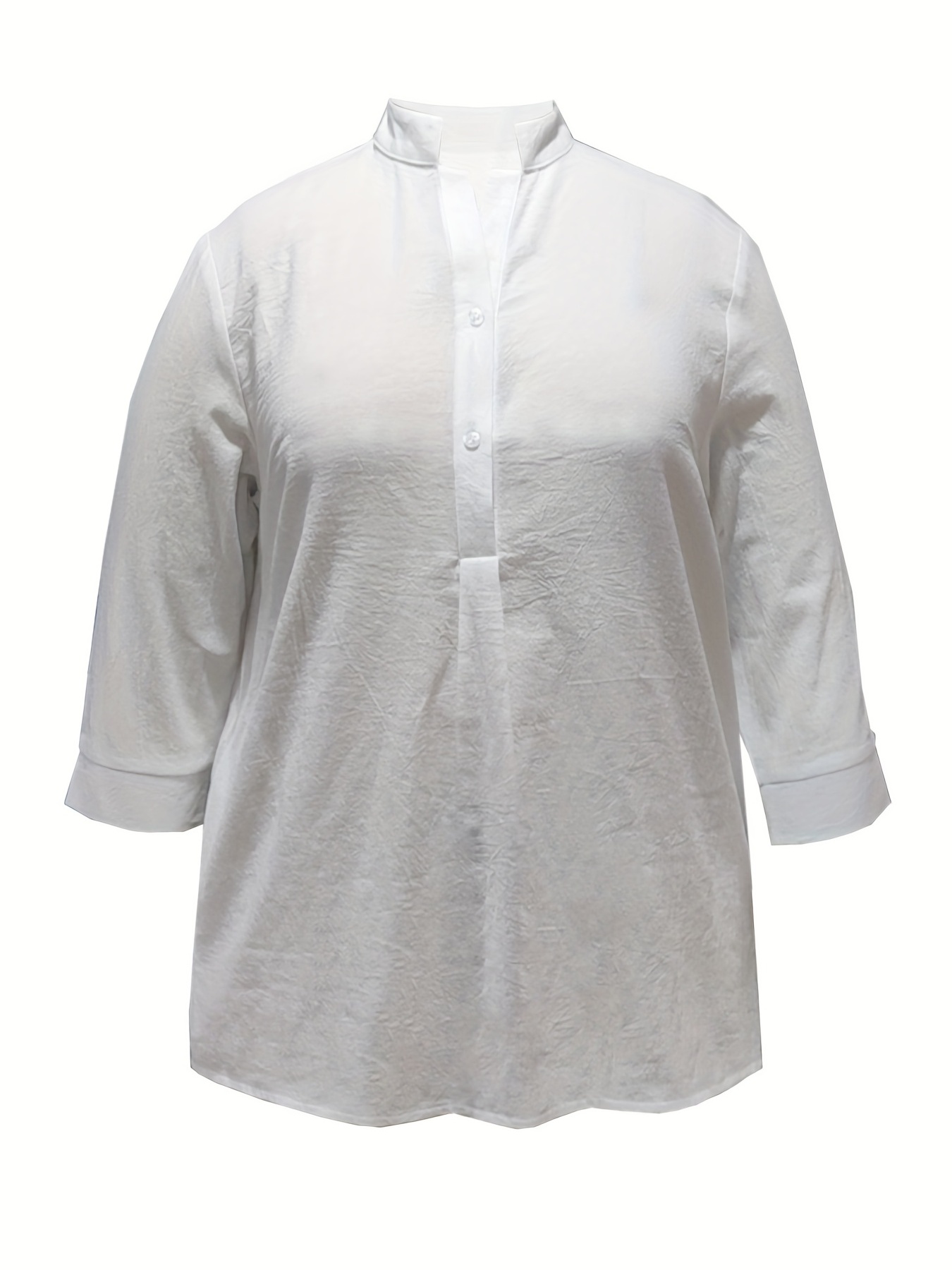plus size casual top womens plus solid half sleeve v neck button up tunic top with pockets
