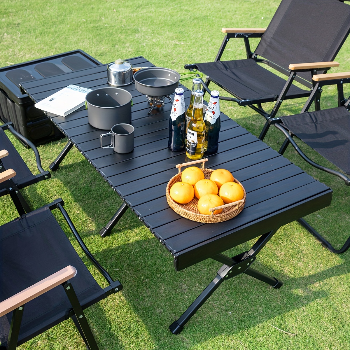 KingCamp Mesa plegable de aluminio ligera y portátil para camping, picnic,  barbacoa, fiesta en el patio trasero, interior y exterior, de gran tamaño