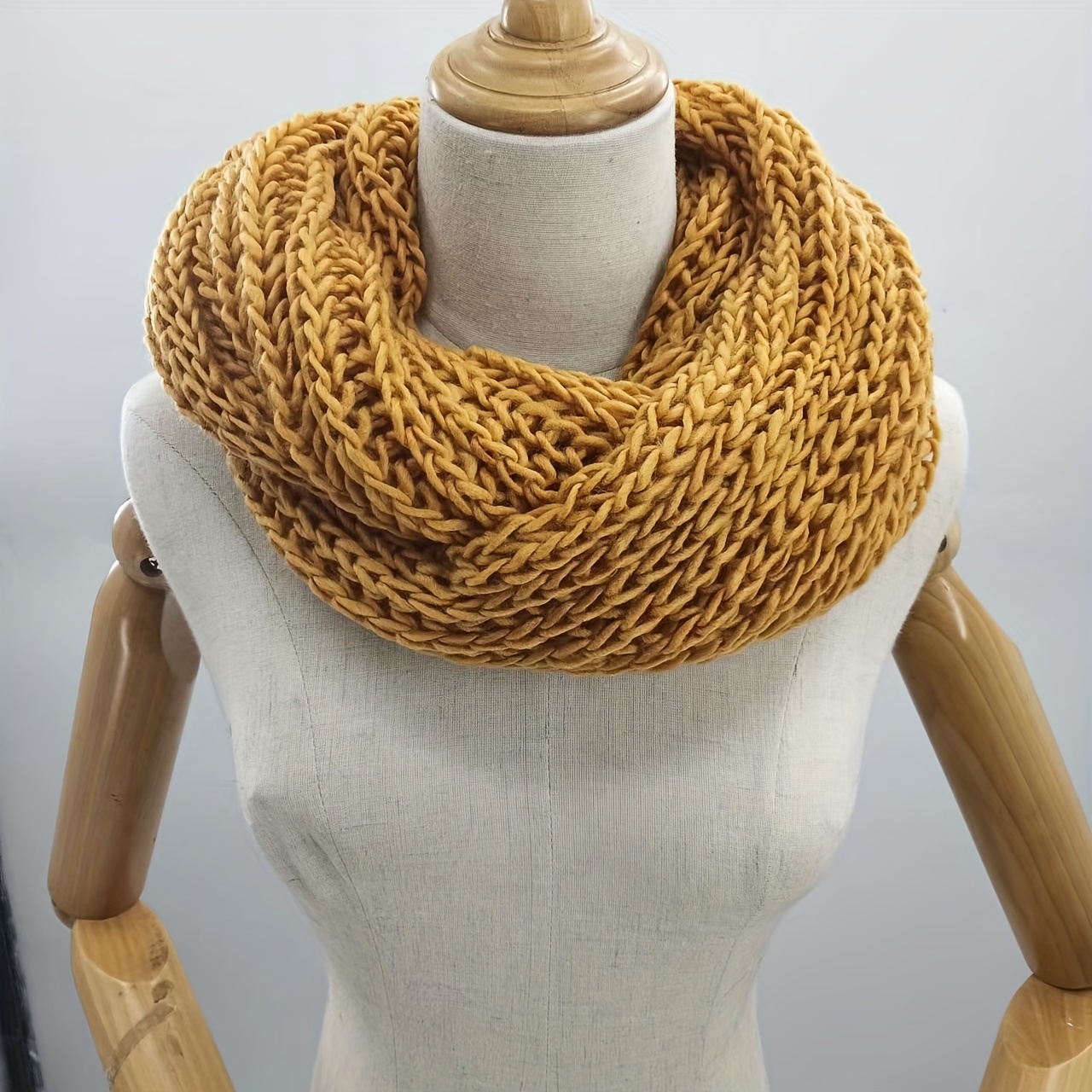 Solid Color Knit Infinity Scarf Simple Elegant Pullover - Temu