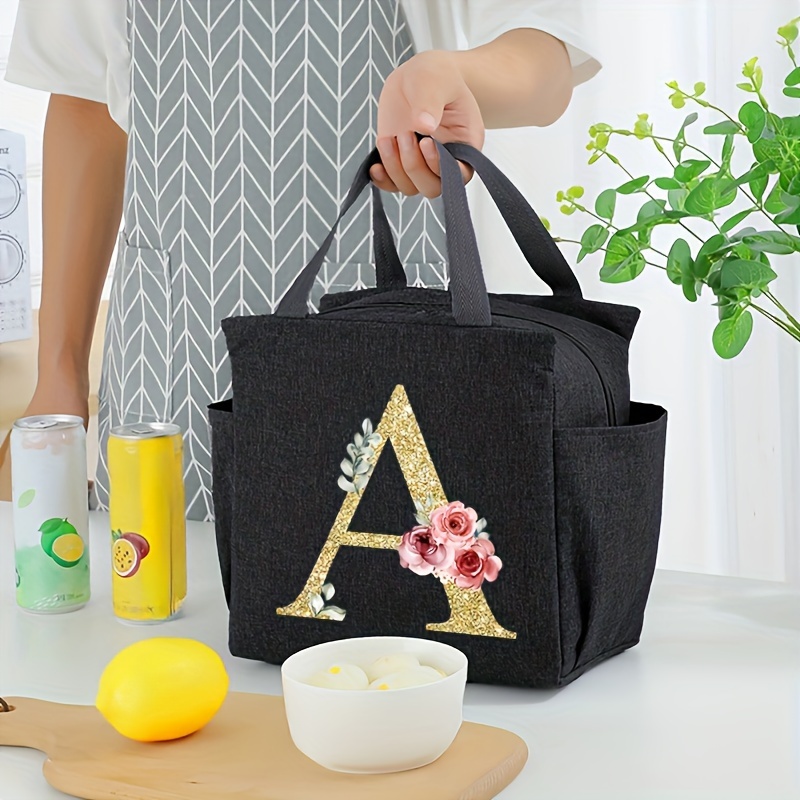

1pc Men's New Thick Letter Printed Insulation Bag, Outdoor Camping Handbag, Portable Cold Ice Insulation Bag