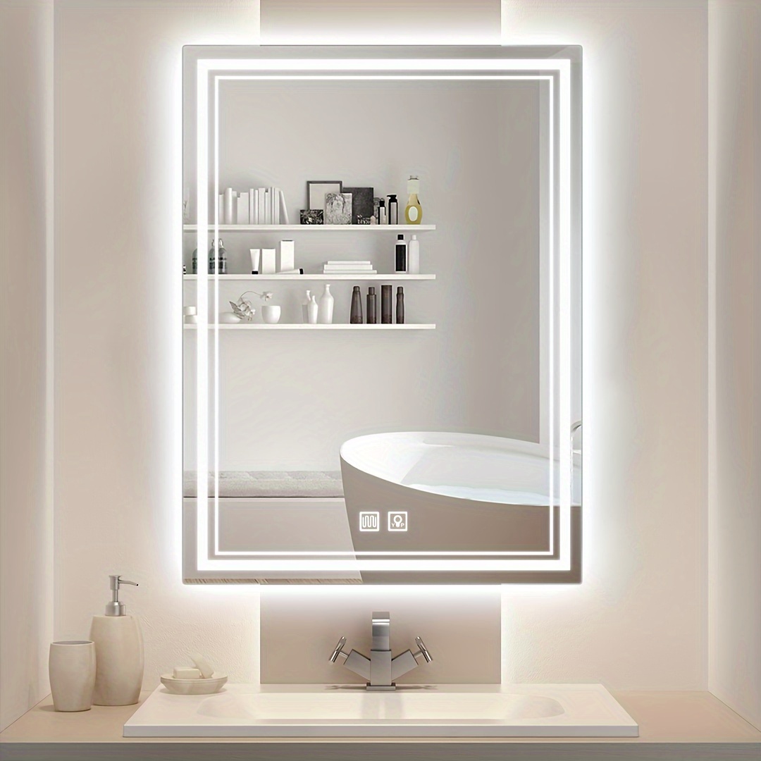 Espejo de botiquín LED para baño, botiquín iluminado con espejo, botiquín  de baño montado en la pared con 3 almacenamientos, gabinete de pared para