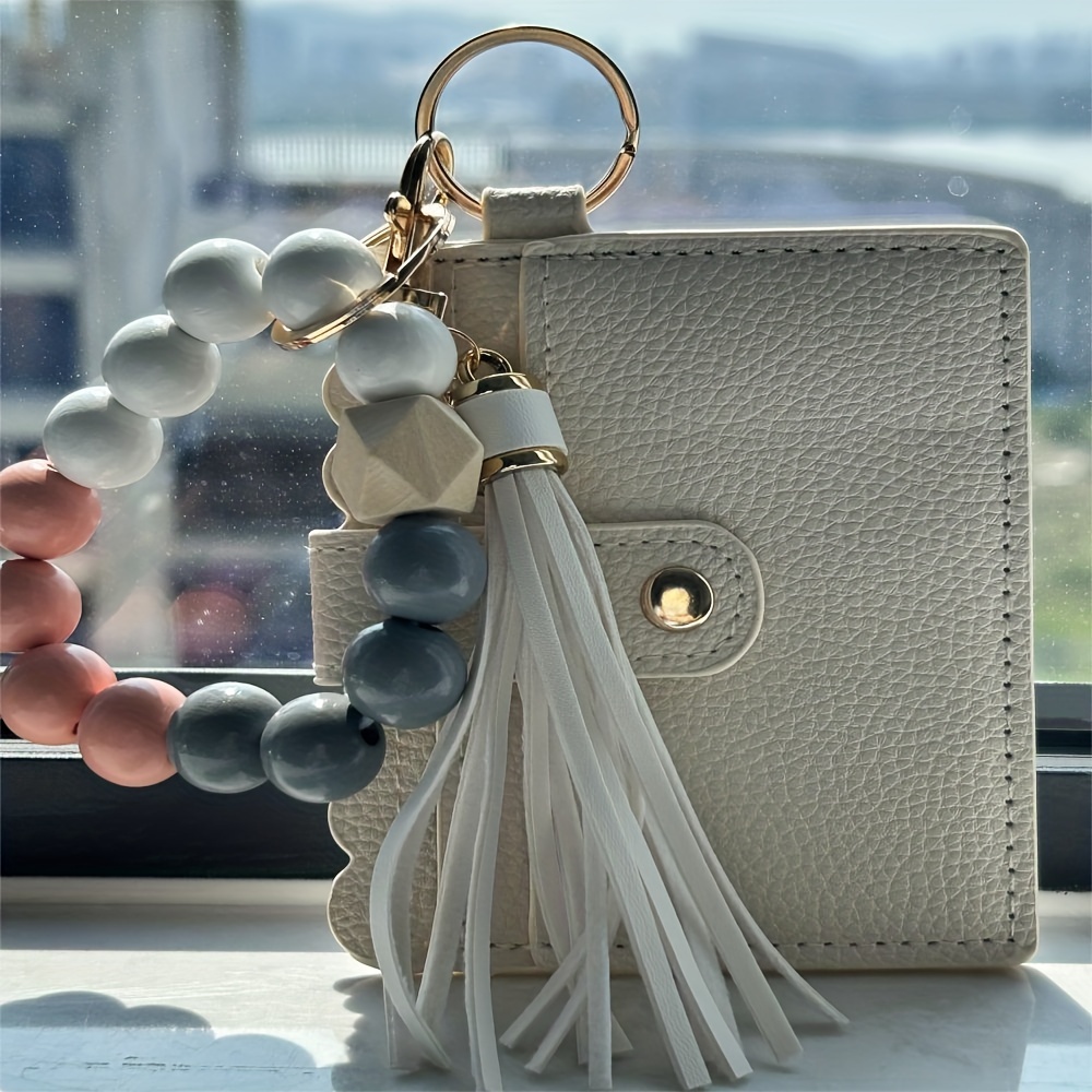 Color-block leather bag charm