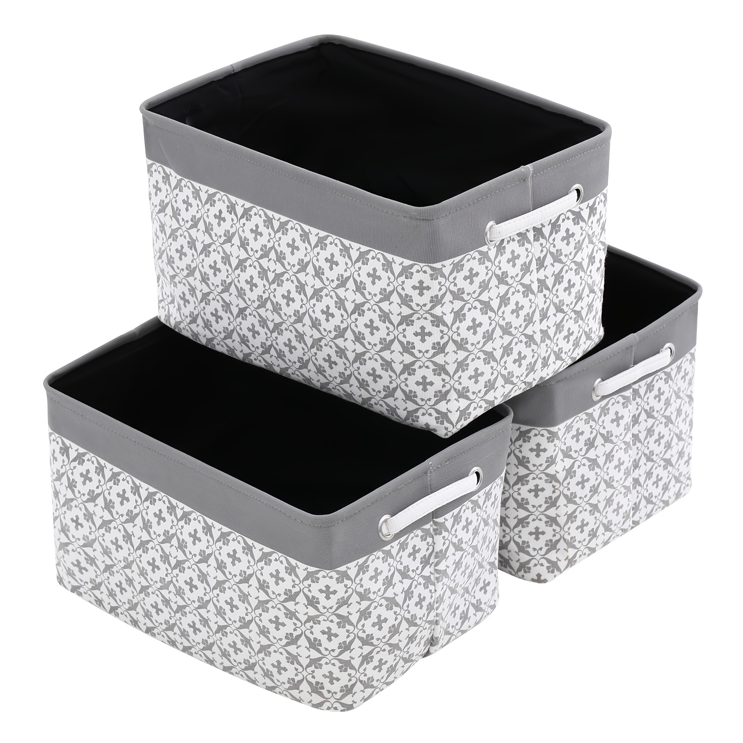 3pcs Folding Storage Bins Foldable Canvas Fabric Storage Basket Cubic Box